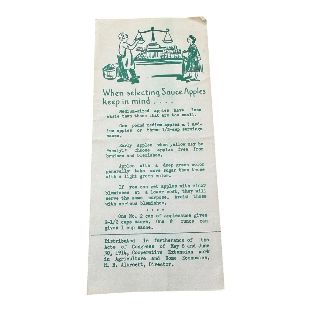 Apples For Sauce 1950s Penn State Agriculture Extension‎ Pamphlet